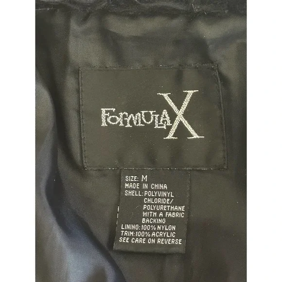 Vintage Y2K Formula X Penny lane all black coat size M faux leather fur Goth - Picture 4 of 13